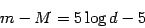 \begin{displaymath}m-M=5 \log d - 5\end{displaymath}